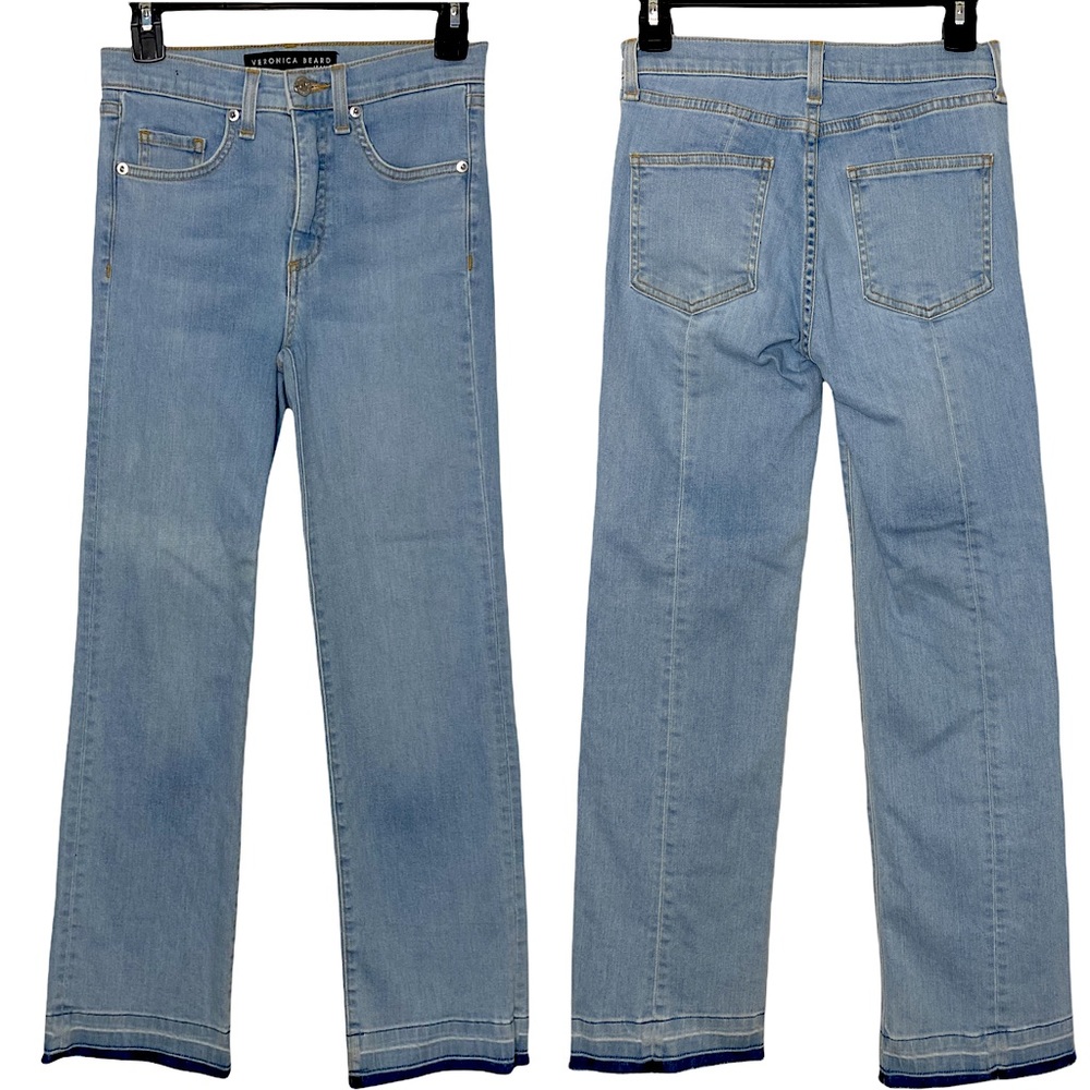 Veronica Beard Jackie 10” In Sky W/Fray Straight Leg Jeans Size 25 EUC - Picture 5 of 13